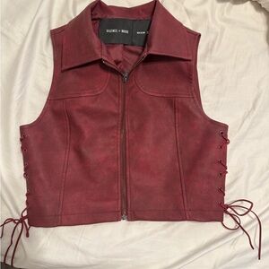 Silence + Noise Burgundy Lace-Up Vest